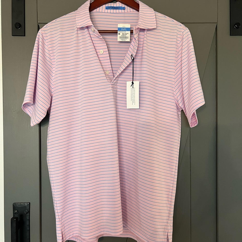 J. McLaughlin Men’s Light Pink Striped Polo Shirt